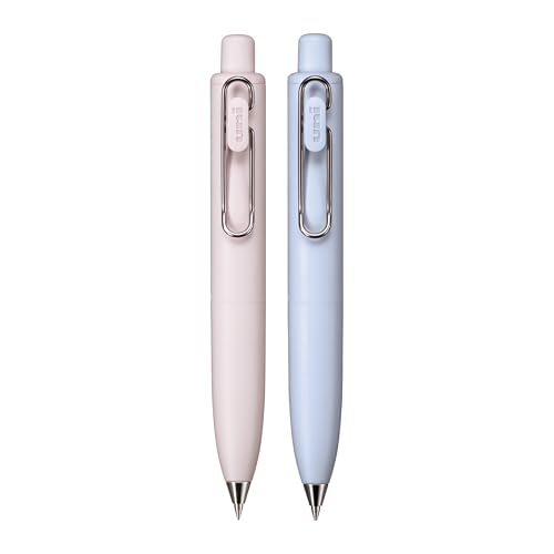 Image of uni one P Retractable Gel Pens, Micro Point (0.5mm), Peach, Soda, Black, 2 Pack