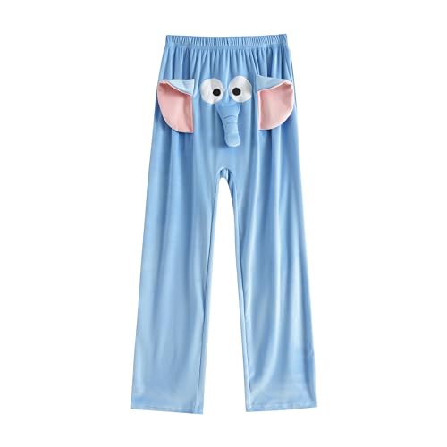 FGFD&OU Pantalon de Pyjama Homme et Femme Drôles Pantalon Unisexe Bas de Pyjama à Vêtements de Détente Maison Automne/Hiver, Cadeaux Drôles (Bleu, M)