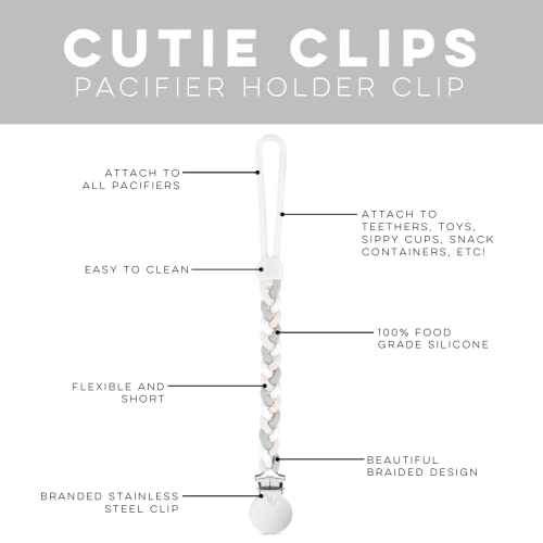 Image of Ryan & Rose Cutie Clip Braiden Pacifier Clip - Braided Silicone (Sandbox)