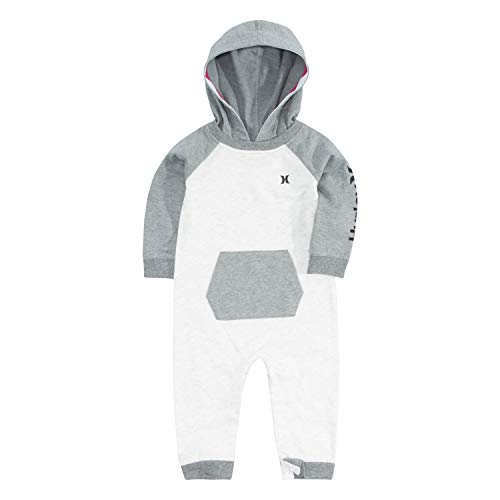 Hurley Baby Boys Long Sleeve Hooded Coverall, Birch Heather, 18M