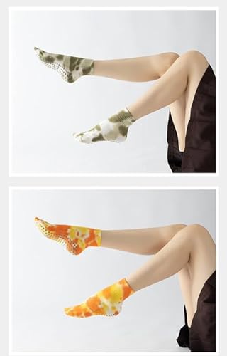 VAZZIC Women's Tie Dye Sport Socks - 1/4/5/6 Pairs Non Slip Grip Cushioned Crew & Long Floor Socks3
