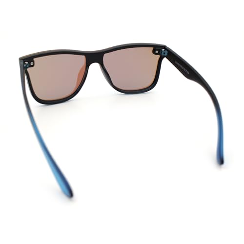 Image of SA106 Kush Premium Mens Shield Horn Rim Mirror Lens Sunglasses