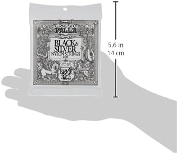 Miniatura 3 de Ernie Ball Ernesto Palla Cuerdas de guitarra clásica con atadura negra y plateada, calibre 28-42 (P02406)