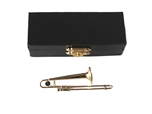 STAHD Trombone Miniature 1/12th Scale Musical Instrument in Black Vinyl Case with Metal Clasp