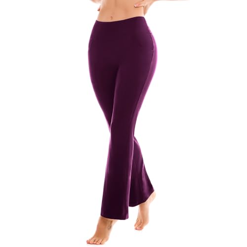 SINOPHANT Flare Leggings for Women with Pockets,High Waisted Tummy Control Bootcut Yoga Pants for Women Soft Bell Bottoms2