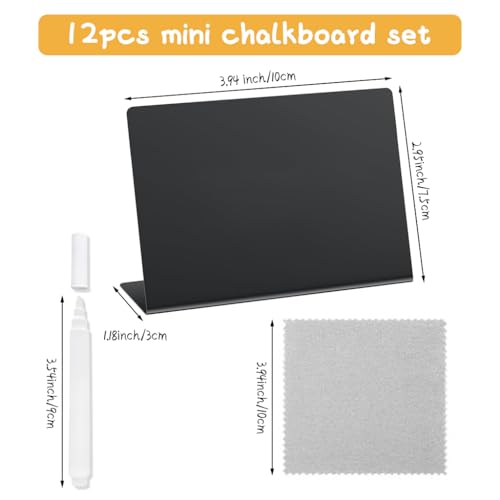 Image of Climberty 12Pcs Reuseable Price Display Stands 4 inch x 3 inch Chalkboard Stand for Displaying Price, Dish Name, with White Marker & Wipe Cloth, Versatile Samll Display Stand for Buffet Party, Bakery
