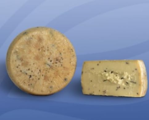 Deliziosi Italian Sardomagno Tartufo Truffle Pecorino Cheese, 1 Wheel of 12 lb, 100% Sardinian Sheep’s Milk Cheese Infused with Real Truffle Flakes, Aged Italian Cheese with Earthy and Balanced Flavor