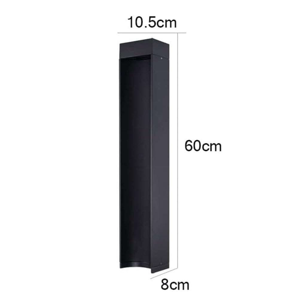 Nowoczesne minimalistyczne zewnętrzne lampy słupkowe, kwadratowa lampa kolumnowa LED do ogrodu, na taras, patio lub podwórko, filar, latarnia krajobrazowa (60 cm / 23.6in)