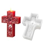 Kreuz Kerzenform | 3D Rose Jesus Form - Silikon Formen Für Gips,Für Weihnachtskerzen Herstellung Bastelarbeiten DIY Kunstdekoration Epoxidharz Gips Ton Und Seife