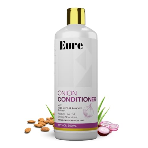 Image of Eure Onion Conditioner with Aloe-Vera & Almond Butter - Reduce Hair Fall, Optimal Hydration & Nourishment, Deep Cleansing, Scalp Health, Improved Texture, Reduce Dandruff, Natural and Herbal - 200ml