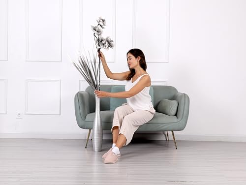 Image of Leewadee Decorative Tall Floor Vase for Living Room Decor, 26 inches, Silver, Resin
