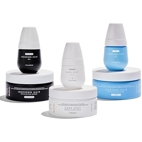 Bushbalm 2 Step Routine - Bermuda Dark Spot, Sweet Escape Scented for Keratosis Pilaris and Nude for Ingrown Hair & Razor bumps Prevention - Oil (30 ml each), Exfoliating Scrub (23 Cover