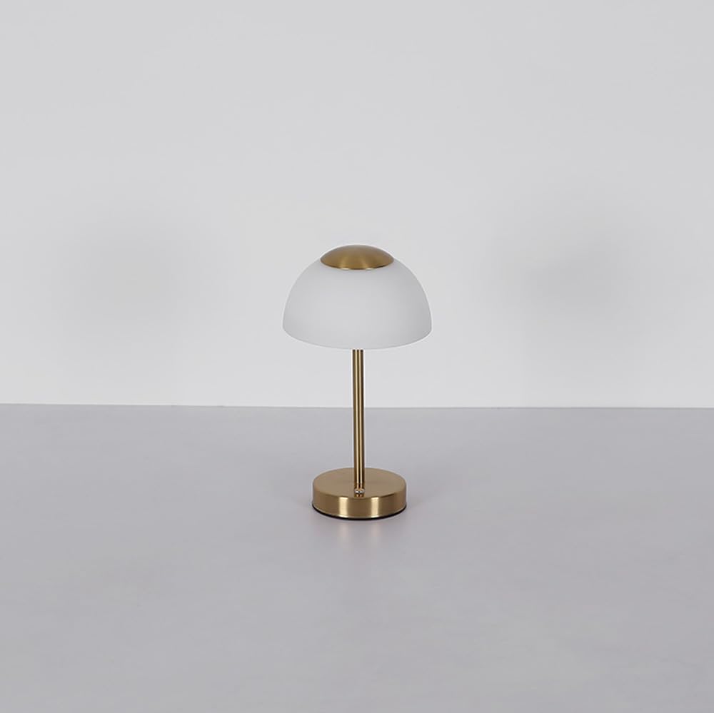 Lampada da tavolo LED - H 31 cm - Ottone - Bianco - Vetro - Metallo - Dimmerabile