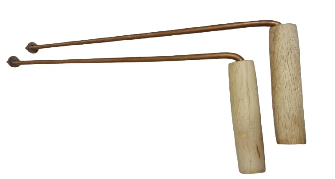 Shubh Sanket Vastu L-Shaped Copper Dowsing Rods with Wooden Handle, 12 Inch, Set of 2