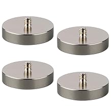 MUTUACTOR 4PCS Universal Neodymium Pot Magnets,1/4-20 Male Threaded Anti-Broken Magnetic Mounting Magnet,115lbs Heavy Duty Rare Earth Magnets for Tripods and Camera Base LED Light Tools Brackets
