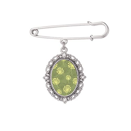 Broche pissenlit en émail vert jaune finition soignée pour robe