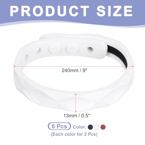 Image of MECCANIXITY Anti Static Bracelet, 0.5 inchX9 inch Adjustable Anti Static Wristband Silicone Balance Energy Sport Bracelets for Eliminate Static, Red,Blue,White 6Pack