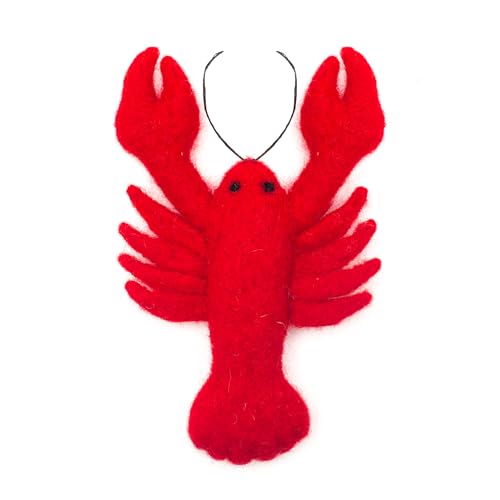 Glaciart One Wool Lobster Cat Toy with Catnip | Interaction & Boredom Relief Encourages to Exercise Explore & Play | Filled w/Organic Herbs to Help Sooth or Reduce Anxiety