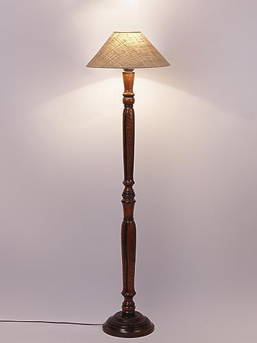Image of Devansh Beige Jute Wooden Floor Lamp -1