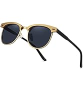 Technigadgets Timothy Semi Rimless Sunglasses Metal Half Frame Polarized UV400 For Men Women (Gol...