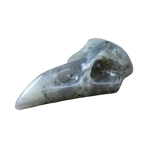 DZJXBZhu Moonstone Raven Skull Figurine Crystal Healing Stone Spiritual Meditation ...