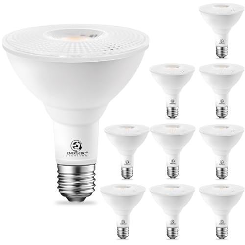 Energetic PAR30 LED Bulbs Flood Light Outdoor Indoor 10 Watt (75 Watt Equivalent) 4000K Cool White 1000 Lumens E26 Base Dimmable Waterproof LED Recessed Light Bulbs for Security (10 Pack)