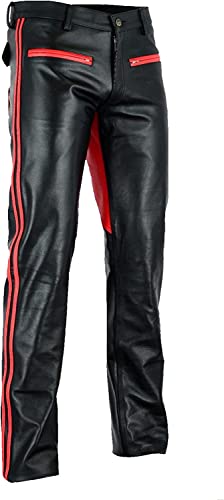 Cowboy Western Traditional Native American Leather Pants for Men Casual Classic Breeches Fashion Pant