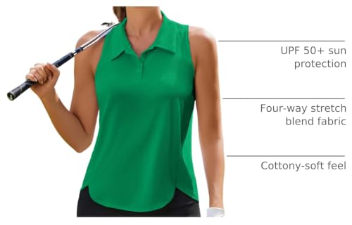 Image of PINSPARK Women's Golf Shirt Racerback UPF 50+ Tennis Tank Top with Collar