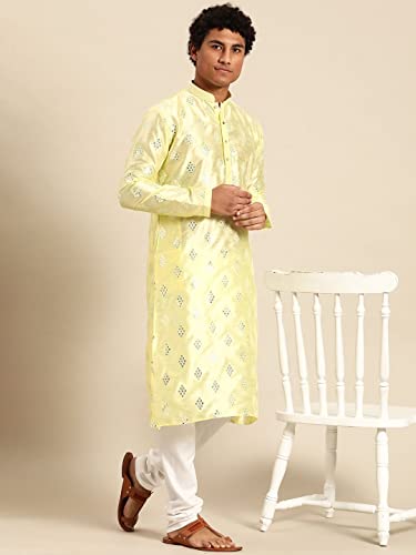 Image of Rajubhai Hargovindas Men's Jacquard Work Kurta Set