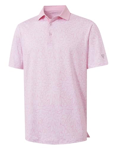 M MAELREG Golf Shirts for Men Print Patterns Collared Moisture Wicking Lightweight Mens Polo Shirts Short Sleeve