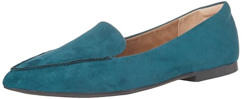 Amazon Essentials Mocasín Plano Mujer, Turquesa Oscuro Micro Gamuza, 44 EU Ancho