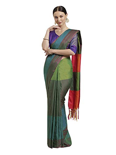 Image of SAREE MALL Women's silk blend Saree with Unstitched Blouse Piece (Free size Multicolored NVTA2601)