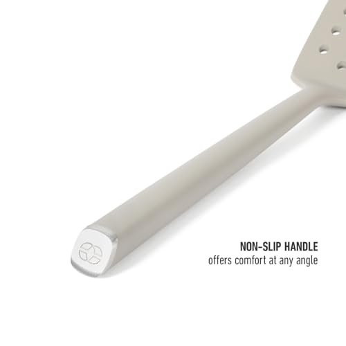 Image of Calphalon Edge Silicone Slotted Turner, Flexible Silicone Slotted Spatula with Reinforced Core, Heat-Resistant Nonstick-Safe Turner for Draining, Taupe