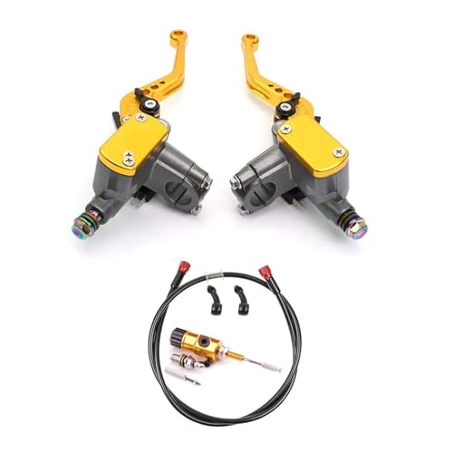 HUOJUA 22mm Motorcycle Hydraulic Clutch & Brake Kit Gold