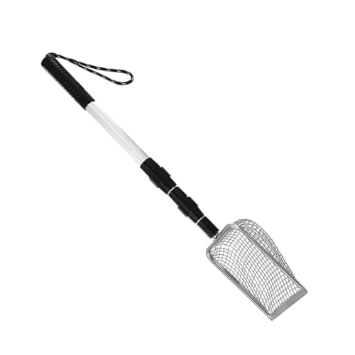 INOOMP 超長伸縮不鏡鋼猫砂スコップ 簡単お手入れ 快適グリップ 頑丈で耐久性あるペット用掃除用品 猫トイレ掃除用に便利なアクセサリー