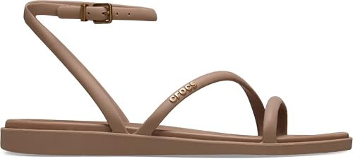 Crocs Sandales plates Miami avec sangle de cheville pour femme, chocolat au lait, pointure 38, Chocolat au lait., 37/38 EU