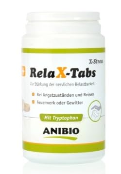 Anibio Relax-Tabs X-Stress 90g | bei Feuerwerk | Silvester | bei Angstzuständen | bei Reisen | Gewitter | Angst | mit Tryptophan | für natürliche, körperliche und nervliche Belastbarkeit | für Hunde