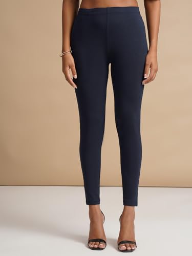 Image of ONE SKY Women Full Length Leggings | Cotton Modal Spandex Blend | High Waist Stretchable & Bio-Washed Fabric | Colour-Lock Technology | Comfortable Leggings for Women