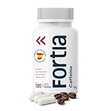 FORTIA Cafeína Anhidra 100mg – 4 Meses de Energía | Cafeina Capsulas para Concentración, Memoria y Pre Entreno Fuerte | 120 Cápsulas para Estudio, Trabajo y Gimnasio