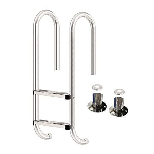 Escalera para piscina con barandal de seguridad y 2 peldaños miniatura 1