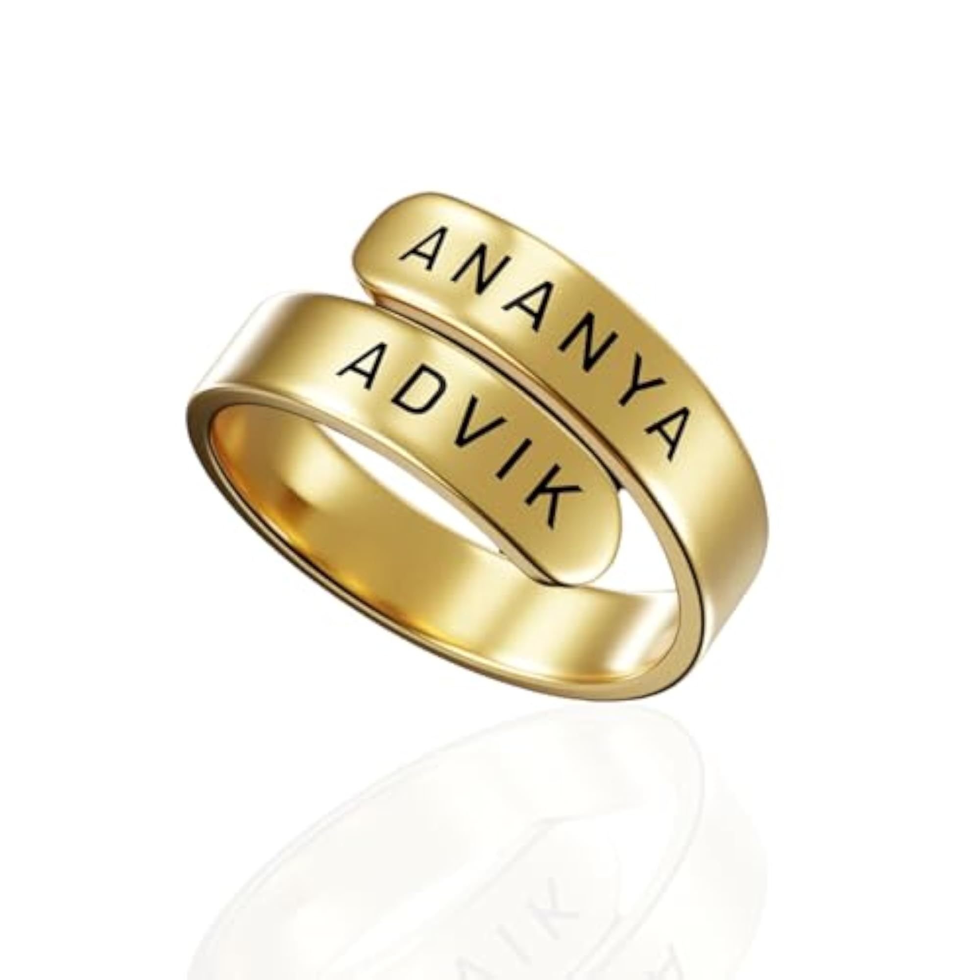Personalised Wave Adjustable Ring, 22 Carat Gold Plating