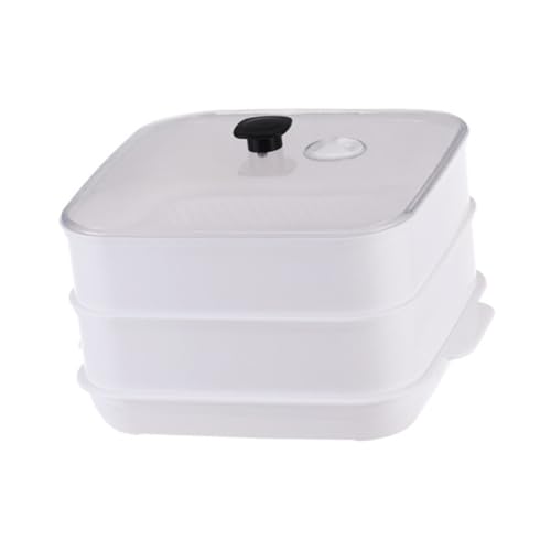 DECOMELODY Vaporera de Cocina para Microondas Doble Capa con Ventilación y Asas Antideslizantes Recipiente Resistente para Cocción al Vapor Saludable