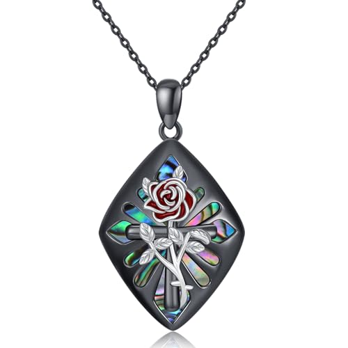 PARYFO Collier de Bijoux Religieux 925 Argent Sterling Croix de Jésus/Ailes d'Ange/Cerf/Archange Michel/Guadalupe Amulette Collier Chrétien pour Hommes et Femmes, 24.9 mm x 18.8 mm, Argent sterling