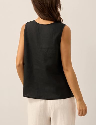 Tanming Womens Cotton Linen Suit Vest Summer Casual Sleeveless Button Down Tank Tops Fashion Work Waistcoat4