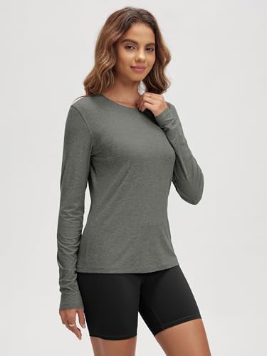 Image of ODODOS Women's Long Sleeve T-Shirt - Ultra Soft odSTRATUM Tech Performance Top UPF 50+ Breathable Crew Neck Pullover
