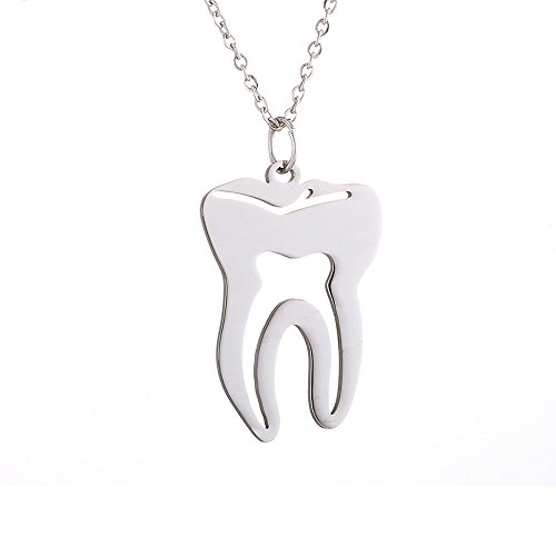 AOCHEE Medical Tooth Pendant Charm Necklace Jewelry for Dentist Doctor Nurse Gift (Silver2)