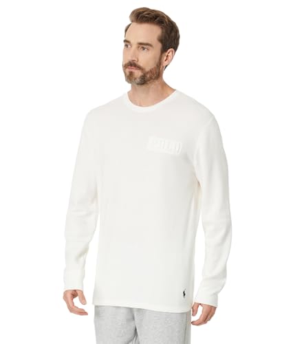 POLO RALPH LAUREN Embossed Thermal Long Sleeve Crew Shirt for Men - Cotton-Polyester Blend Construction Nevis LG One Size