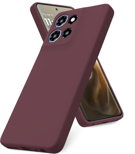 Image of DIZORO Microfiber Candy Case for Motorola Edge 60 Pro 5G Smooth Touch Cushion Liquid Soft Silicone Gel Rubber Phone Cases Non-Slip Full Body Protective Shockproof Back Cover - Wine