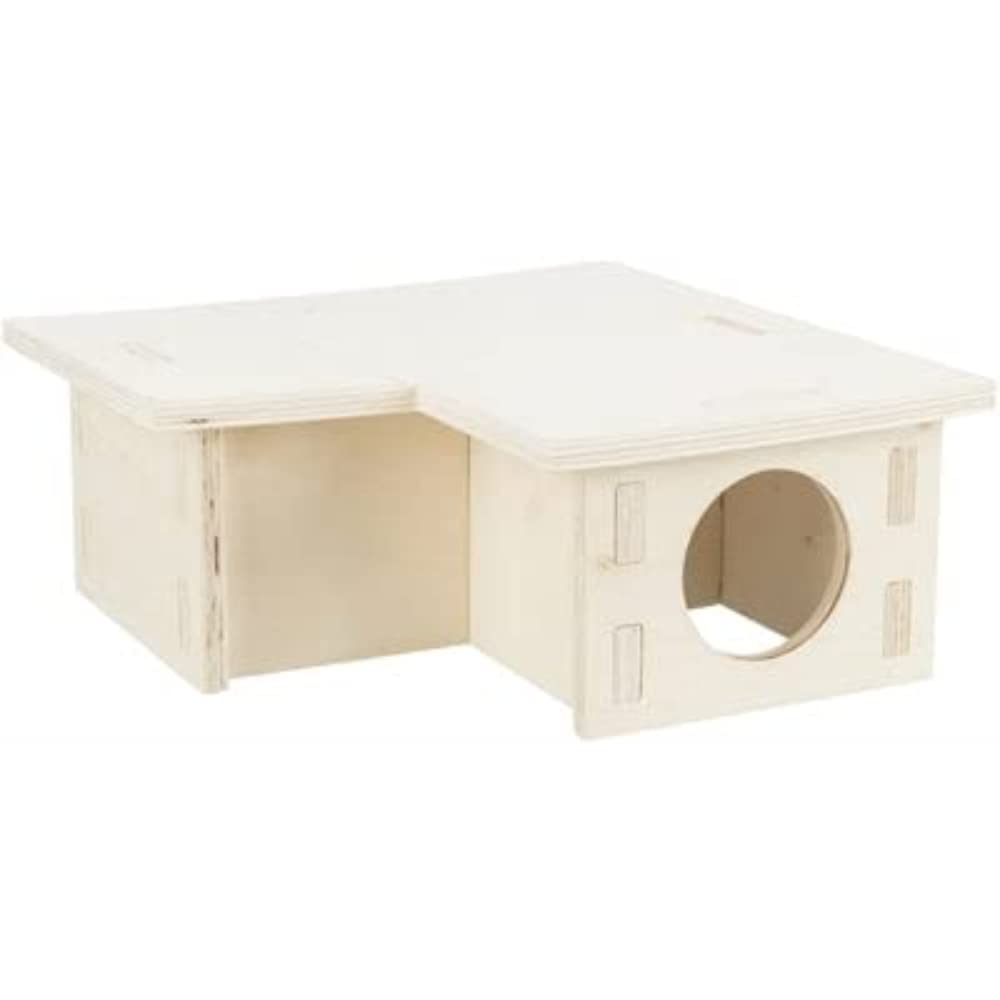 TRIXIE Domek dla małych zwierząt bez zszywek i gwoździ, dla dużych chomików i kopułków, z trzema komorami, 3 komory, 30 × 12 × 30 cm - 61233