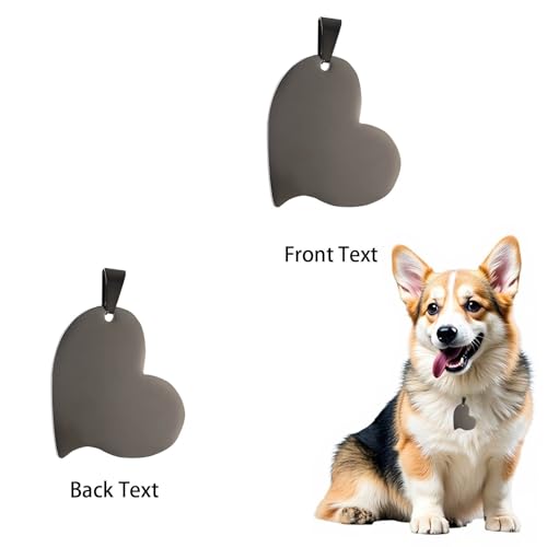 Igemy Edelstahl Hundemarke mit Gravur Herzform